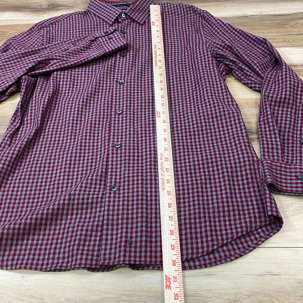 Banana Republic Flannel Shirt Mens L Gingham Cotton Athletic Fit Wrinkle Resist